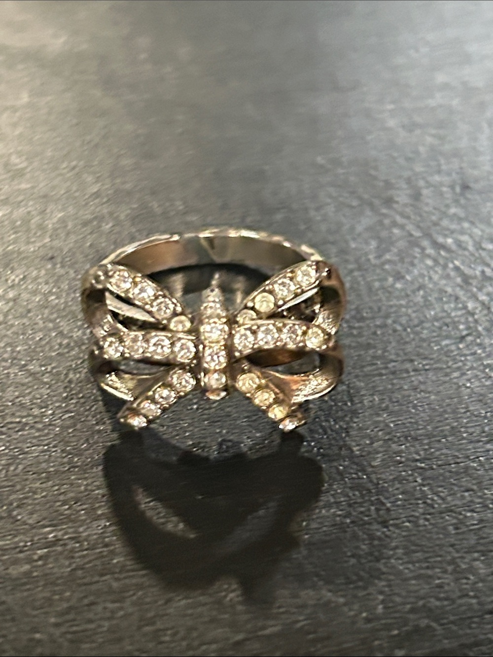Brighton Silver Crystal Bow Ring - Sparkling Clear Accents